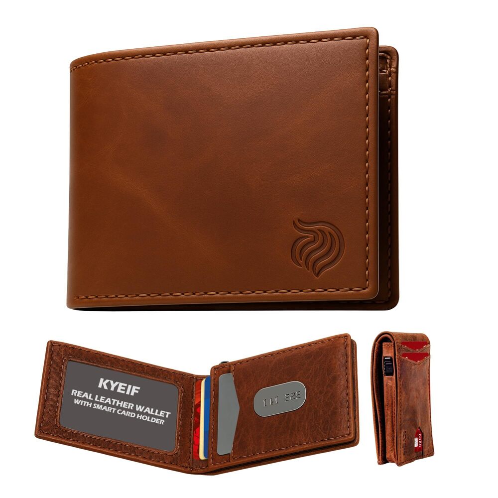 3000 Slim Leather Wallet with Credit Card Holder RFID Blocking Bifold Smart
